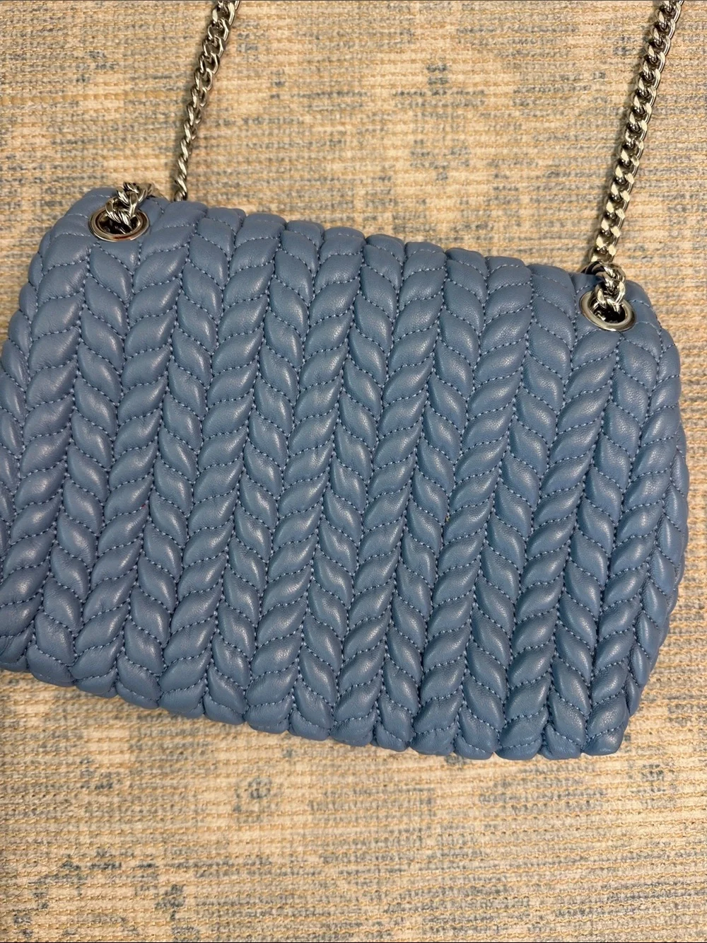 Tory Burch Dusty Blue Quilted Chain Shoulder Bag